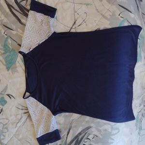 Blue and lace Western blouse